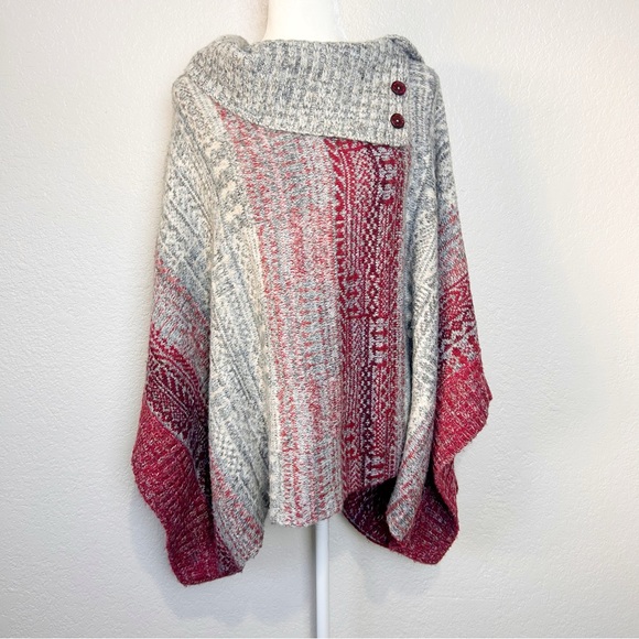 Free People Sweaters - Free People Poncho Sweater Women Medium Willow Diamond Fair Isle Boho Wool Blend